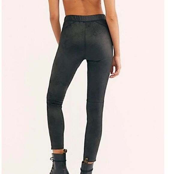 Free People Vegan Suede Black Leggings - Picture 2 of 15